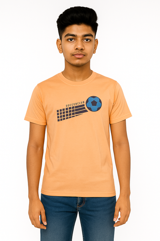 Boys' Cotton Half Sleeve T-Shirt Coral & Blue