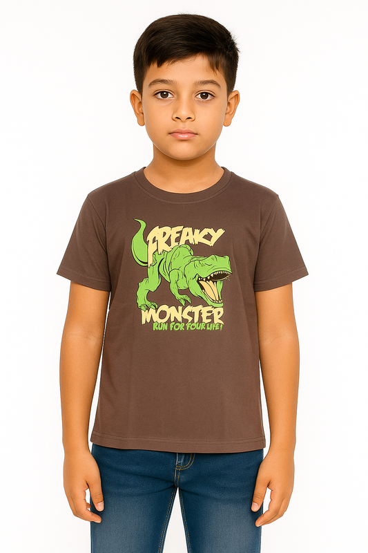 Boys' Cotton Half Sleeve Deep Taupe