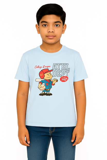 Boys' Cotton Half Sleeve T-Shirt Light Steel Blue Color