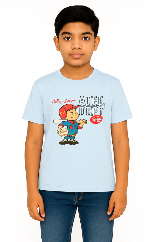 Boys' Cotton Half Sleeve T-Shirt Light Steel Blue Color