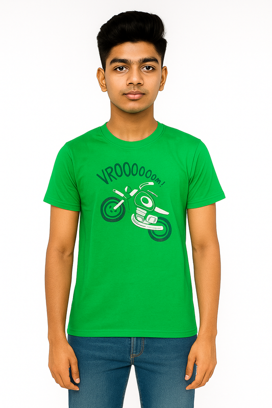 Boys' Cotton Half Sleeve T-Shirt Green & Black