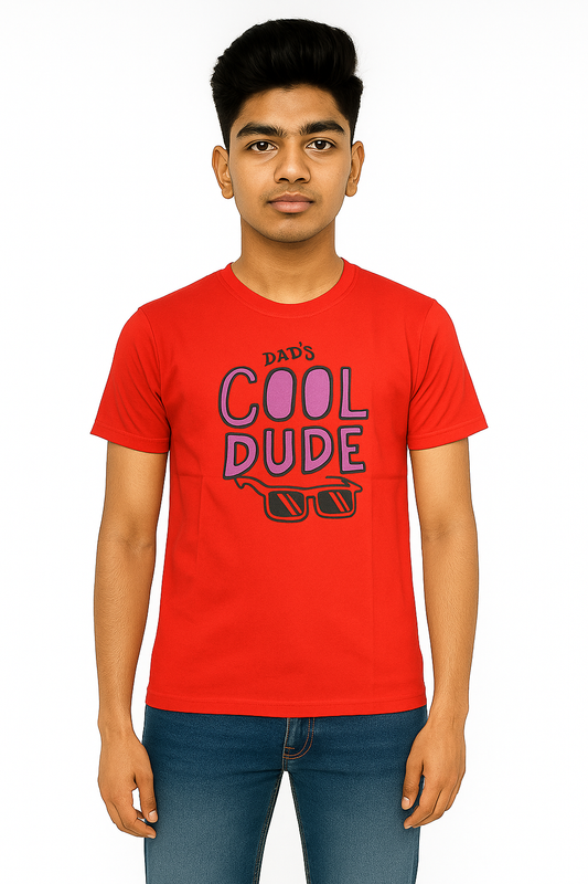 Boys' Cotton Half Sleeve T-Shirt Red & Pink