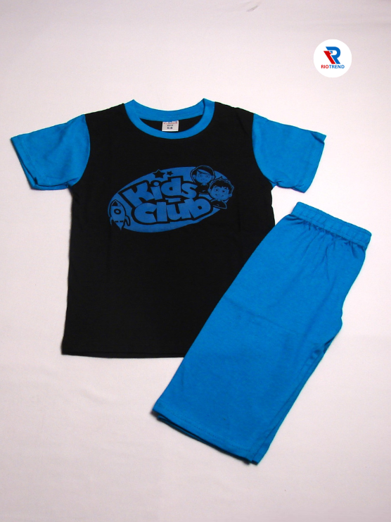 Boys 3/4 Set Half Sleeve Black and Light Blue Color