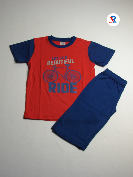 Boys 3/4 Set Half Sleeve Red and Blue Color