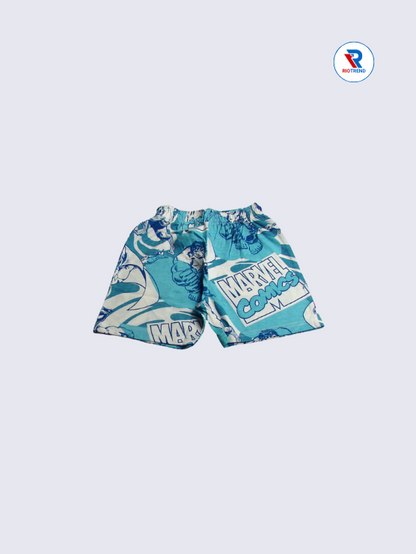 Boys Co-Ord Shorts 02-03Yrs Cyan and White Color RioTrend
