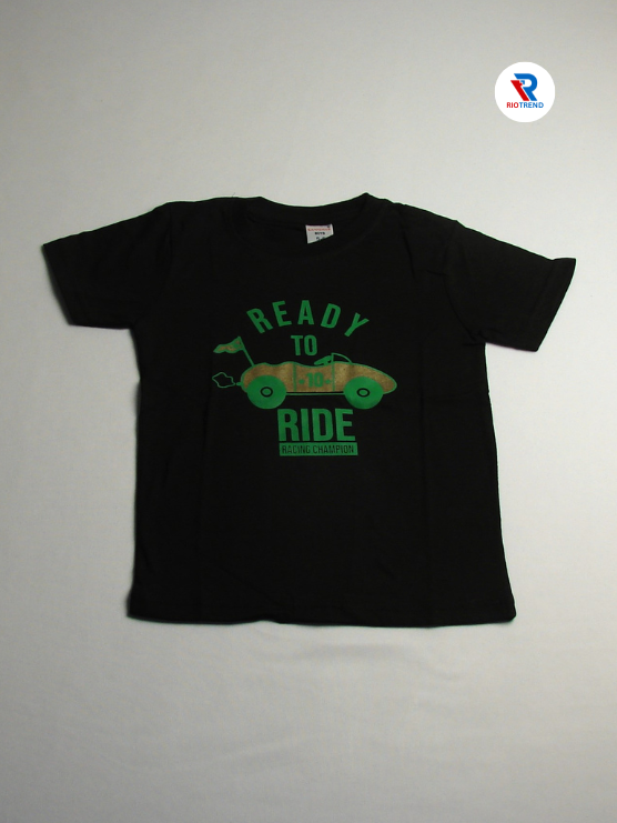 Boys' Cotton Half Sleeve Black T-Shirt