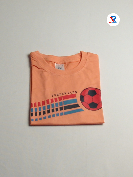 Boys' Cotton Half Sleeve T-Shirt Coral