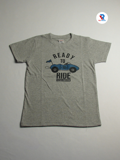 Boys' Cotton Half Sleeve T-Shirt Gray & Blue