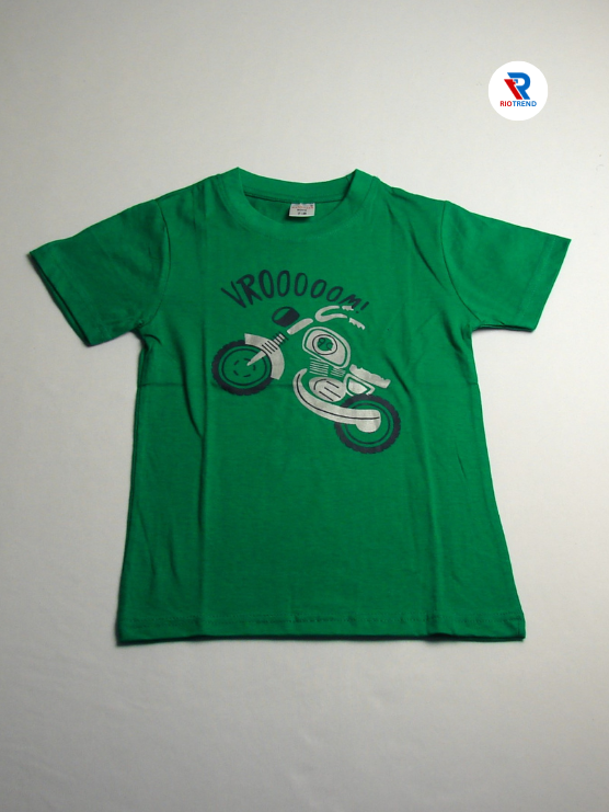 Boys' Cotton Half Sleeve T-Shirt Green & Black