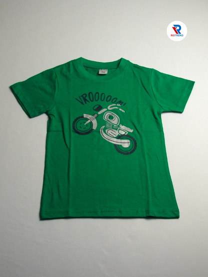 Boys' Cotton Half Sleeve T-Shirt Green & Black