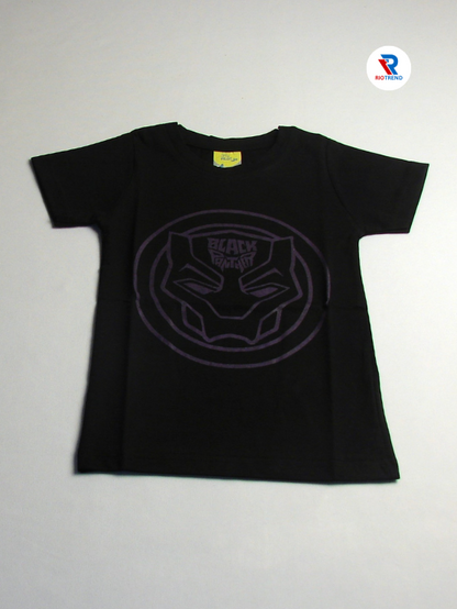 Boys' Round Neck Cotton Half Sleeve Black T-Shirt