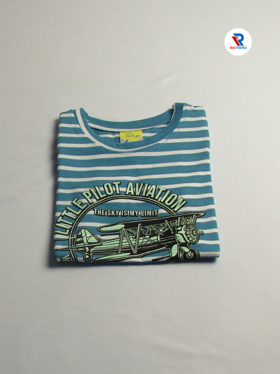 Boys' Round Neck Cotton Half Sleeve Little Pilot Aviation T-Shirt