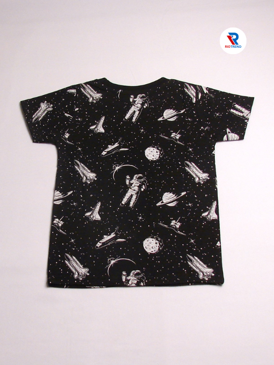 Boys' Round Neck Cotton Half Sleeve Black