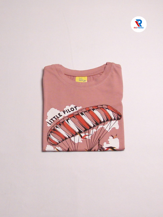 Boys' Round Neck Cotton Half Sleeve Coral Pink