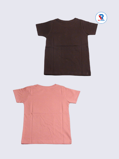 Boys Half Sleeve Cotton T-Shirt Combo (Pack of 2) - Smart Dark Burgundy and Coral Pink Color