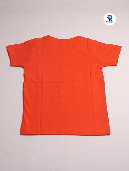 Boys' Cotton Half Sleeve Red Orange