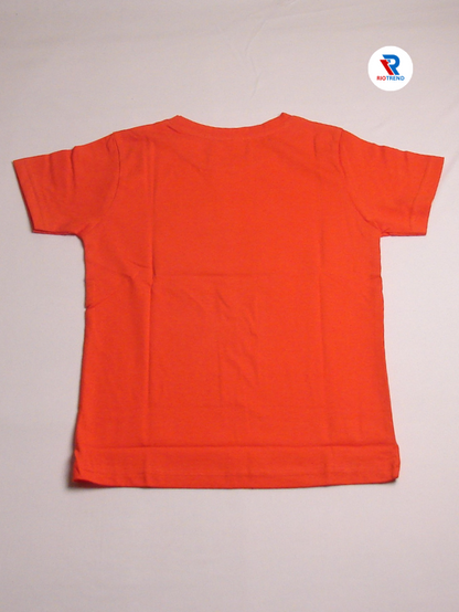 Boys' Cotton Half Sleeve T-Shirt Mandarin Orange Color