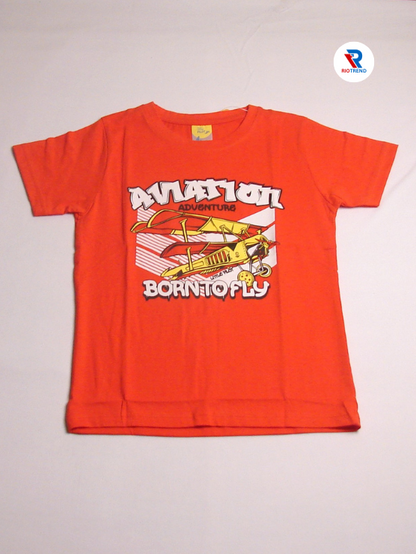 Boys' Cotton Half Sleeve T-Shirt Mandarin Orange Color