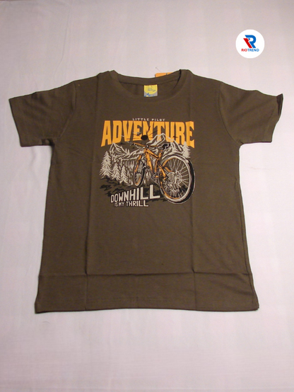 Boys' Cotton Half Sleeve T-Shirt Dark Brown