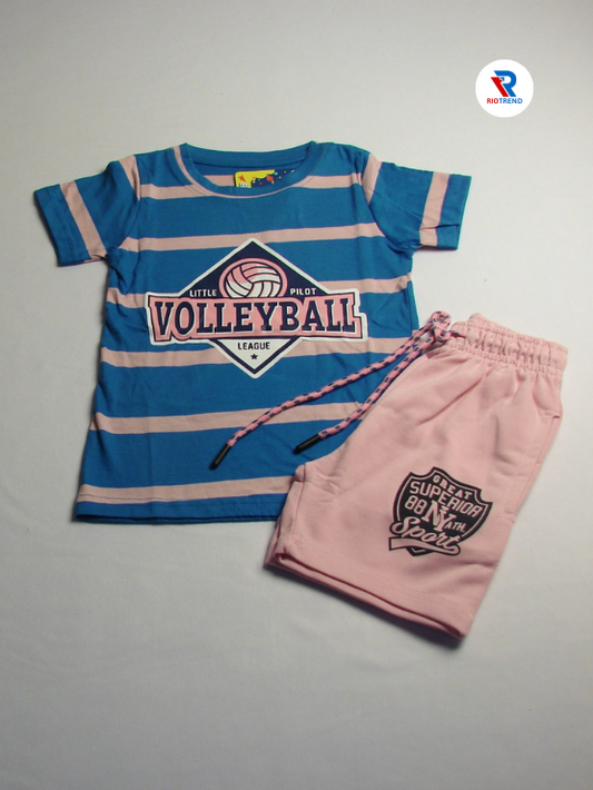 Boys Set Half Sleeve Blue and Pink Color