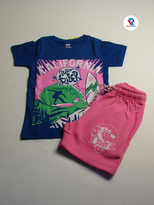 Boys Set Half Sleeve Blue and Pink Color