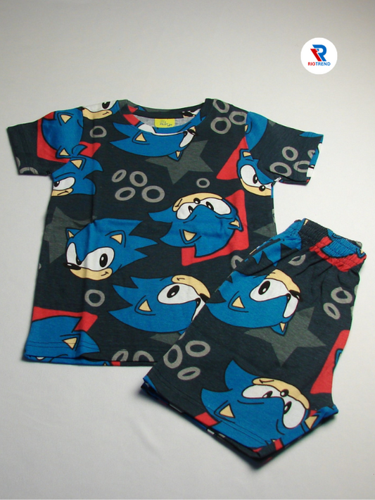 Boys Coordinate Set Cotton Black and Blue Color