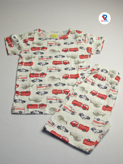 Boys Coordinate Set Cotton Cream and Red Color