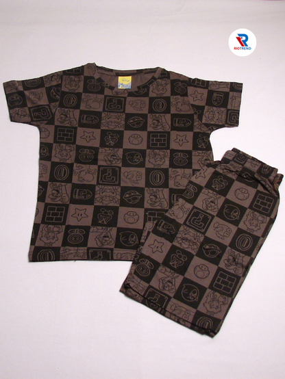 Boys Coordinate Set Cotton Dark Taupe Color