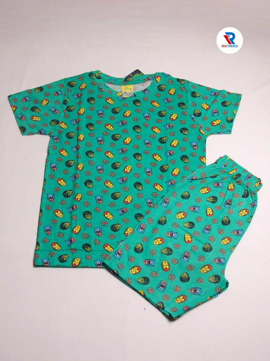 Boys Coordinate Set Cotton Caribbean Green Color