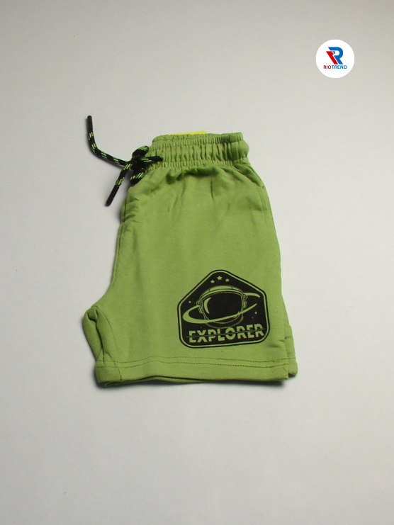 Boys Cotton Light Green Color Shorts