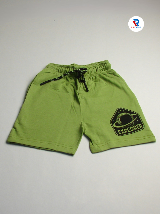 Boys Cotton Light Green Color Shorts