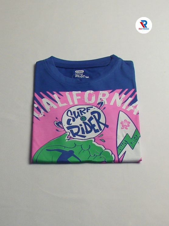 Boys' 100% Cotton Sleeveless Blue with Pink T-Shirt