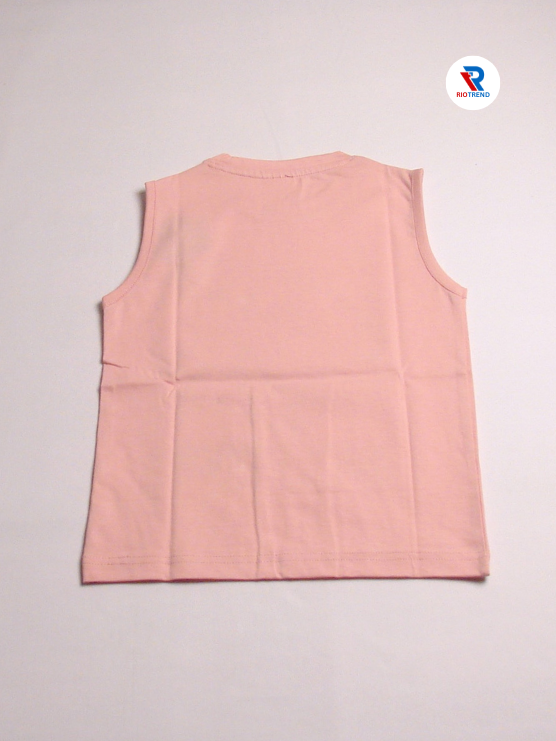 Boys' Cotton Sleeveless Peach with Black T-Shirt