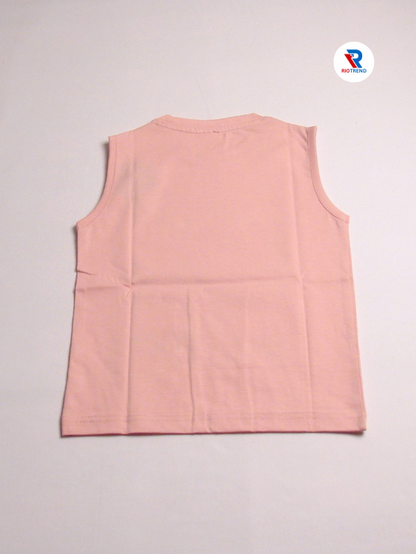 Boys' Cotton Sleeveless Peach with Black T-Shirt