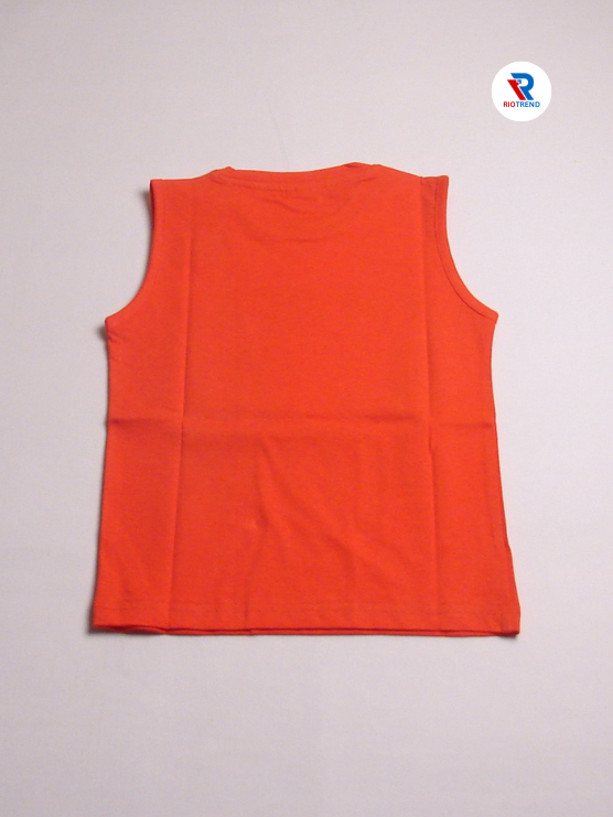 Boys' Cotton Sleeveless Red with Black T-Shirt