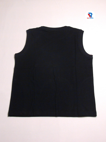 Boys' Cotton Sleeveless T-Shirt Jet Black Color