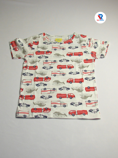 Boys Coordinate Set Cotton Cream and Red Color