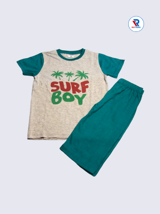 Boys 3/4th Set 09-12Yrs Gray and Dark Green Color RioTrend