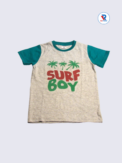 Boys 3/4th T-Shirts 09-12Yrs Gray and Dark Green Color RioTrend