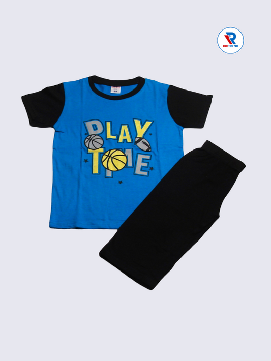 Boys 3/4th Set 05-12Yrs Blue and Black Color RioTrend
