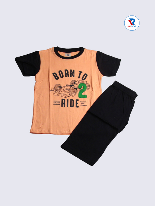 Boys 3/4th Set 05-12Yrs Coral and Dark Blue Color RioTrend