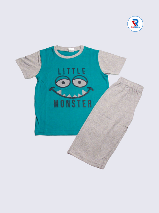 Boys 3/4th Set 05-12Yrs Green and Gray Color RioTrend