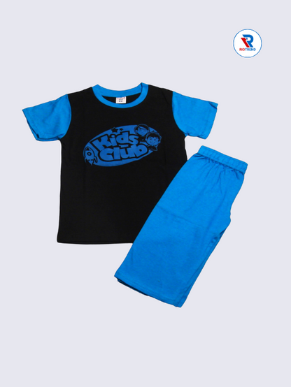 Boys 3/4th Set 05-12Yrs Black and Light Blue Color RioTrend