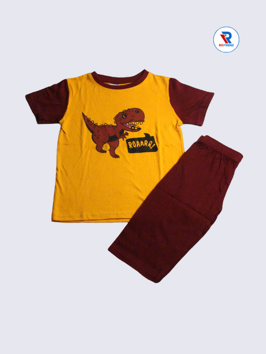 Boys 3/4th Set 05-12Yrs Mustard and Maroon Color RioTrend