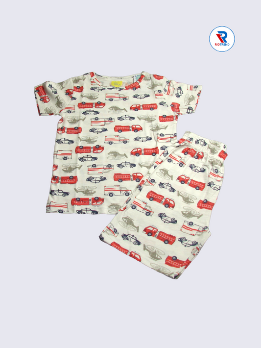Boys Co-Ord Set 03-04Yrs Cream and Red Color RioTrend