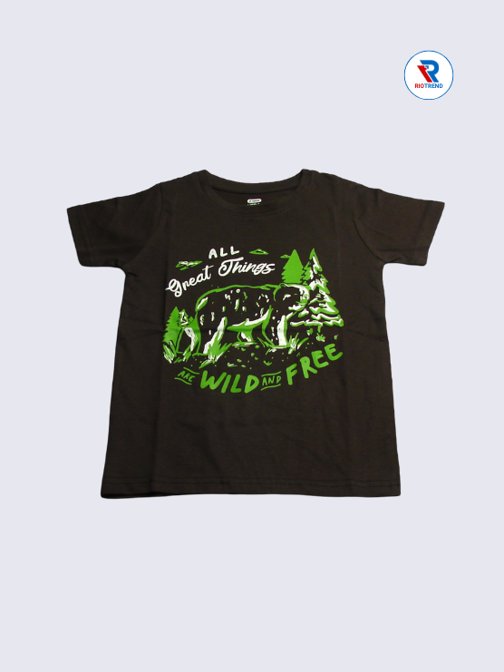 Boys T-Shirt 03-14Yrs Black and Cream Color RioTrend