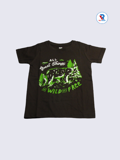 Boys T-Shirt 03-14Yrs Black and Cream Color RioTrend