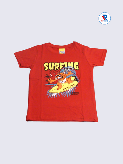 Boys T-Shirt 05-14Yrs Red and Laurel Color RioTrend