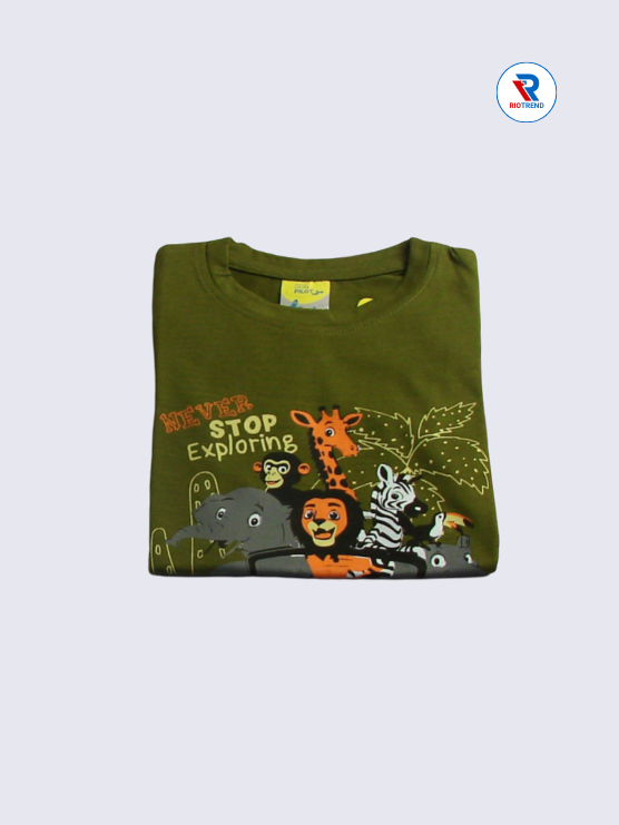 Boys T-Shirt 02-03yrs in Deep Green Color(Folded)-RioTrend