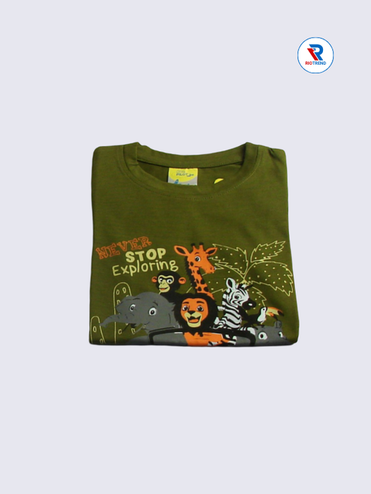 Boys T-Shirt 02-03yrs in Deep Green Color(Folded)-RioTrend